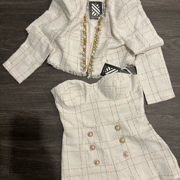 Strapless two piece short set Cream/Gold - Picture 4 of 5